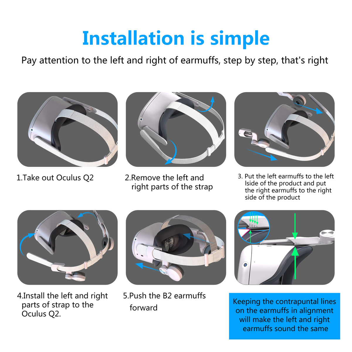 Sound earmuffs for Oculus Quest/Quest VR Headset(Fit Elite Strap - Main Image