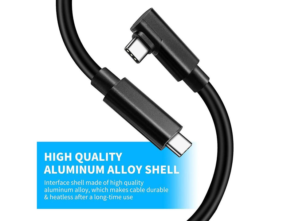 Compatible for Oculus Link Virtual Reality Headset Cable for Quest 2 / Quest and Gaming PC, 90 Degree Angled USB3.0 Type C to C High Speed Data Transfer & Fast Charging (16ft/5m) with USB C-A adapter