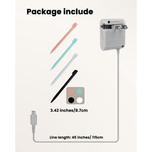 DS Lite Charger Kit Compatible with Nintendo DS Lite 100-240V Wall Plug Adapter with 4 Stylus Pen for Nintendo DS Lite