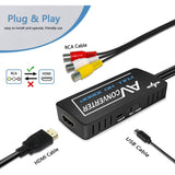 PORTHOLIC RCA to HDMI Converter, Composite to HDMI Converter, AV to HDMI Adapter Support 1080P PAL/NTSC with RCA & HDMI Cable, Compatible with STB, N64, Xbox, VHS, Blue-Ray DVD