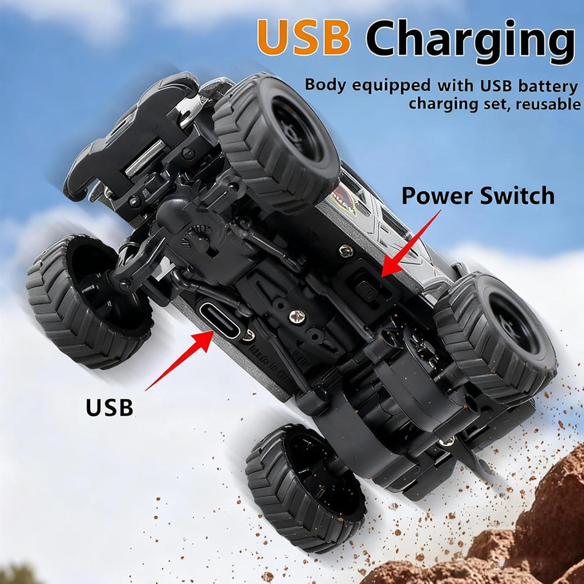 Off-Road Truck with Remote Control, 1:64 Mini Desktop Rc Truck Toy, 2 ...