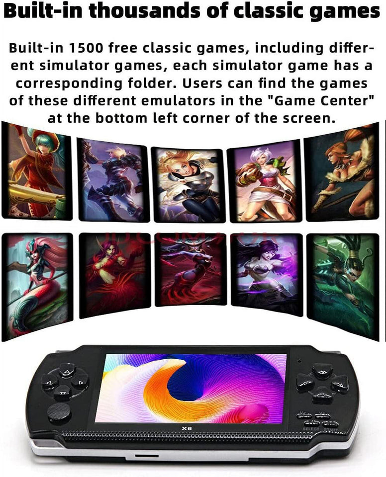 4.3 inch 8GB Handheld Game Console Built in 1500 Games for Multiple simulators x6 Retro Video Game Console mp3/mp4/Ebook TV Out Portable Game Player Device