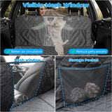 Back Seat Extender for Dogs,Dog Car Seat Covers, Hard Dog Bed Pet Seat Cover with Mesh Window and Storage Pocket, Waterproof Dog Hammock Travel Bed for Car, SUV