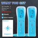 Wii Remote Controller,PORTHOLIC 2 Packs Upgrade Wii Wireless Controller Compatible with Nintendo Wii Wii U Console (Blue,2pcs)