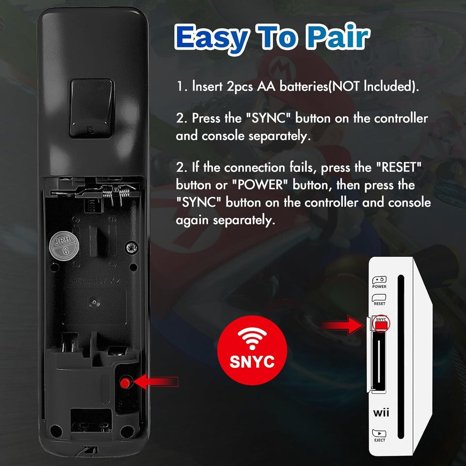 Wii Remote Controller,PORTHOLIC 2 Packs Upgrade Wii Wireless Controller Compatible with Nintendo Wii Wii U Console (Black,2pcs)