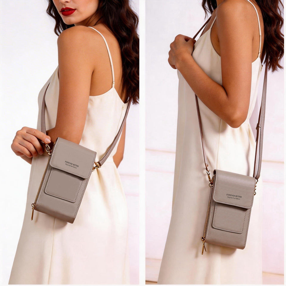 Cell Phone Bag, PU Leather Crossbody Cellphone Purse for Women, Touch Screen Cell Phone Pouch Holder Shoulder Bag RFID Blocking Wallet Handbag with Shoulder Strap