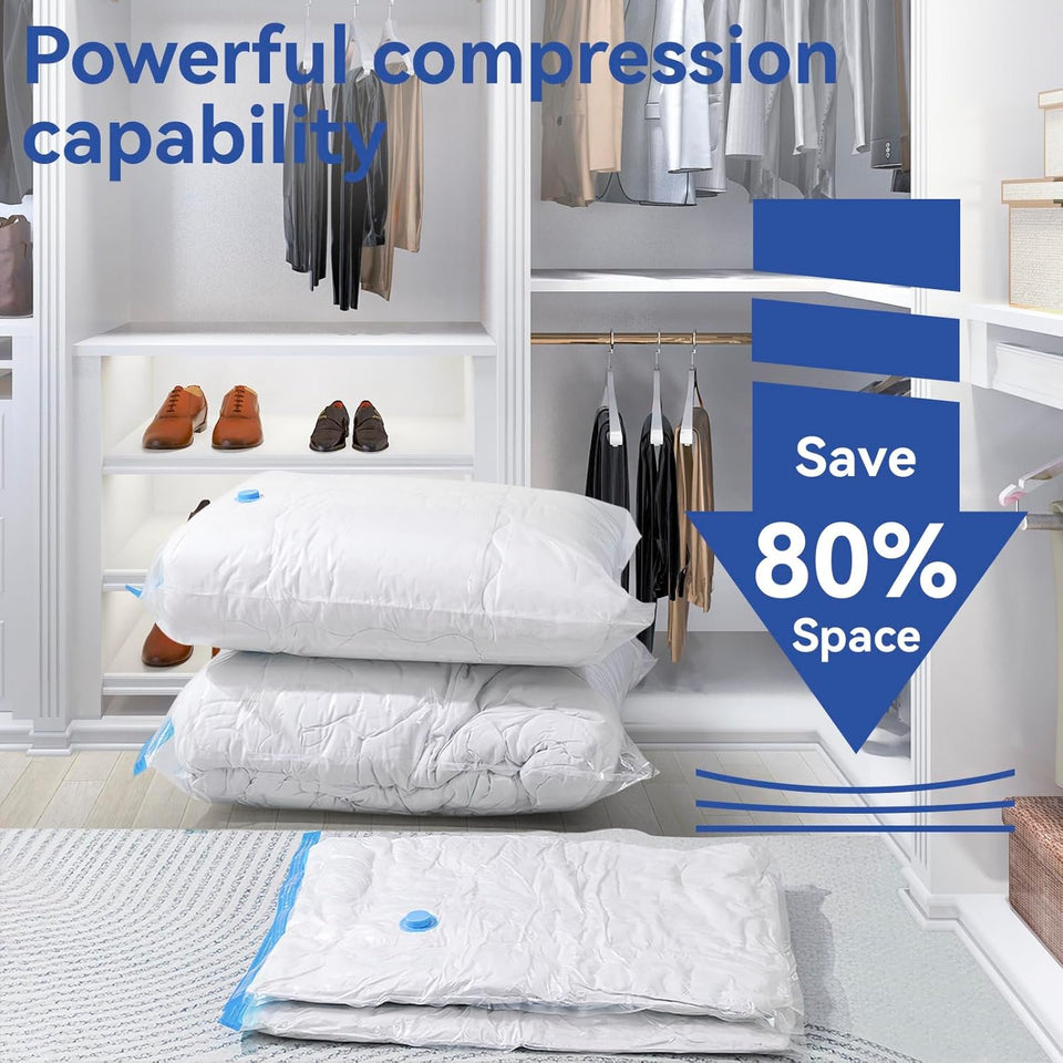 Vacuum Seal Bags for Clothing, Vacuum Storage Bags with Rechargeable Air Pump, Vacuum Seal Bags for Clothing Travel, Space Saver Vacuum Storage Bags, 12 Pack