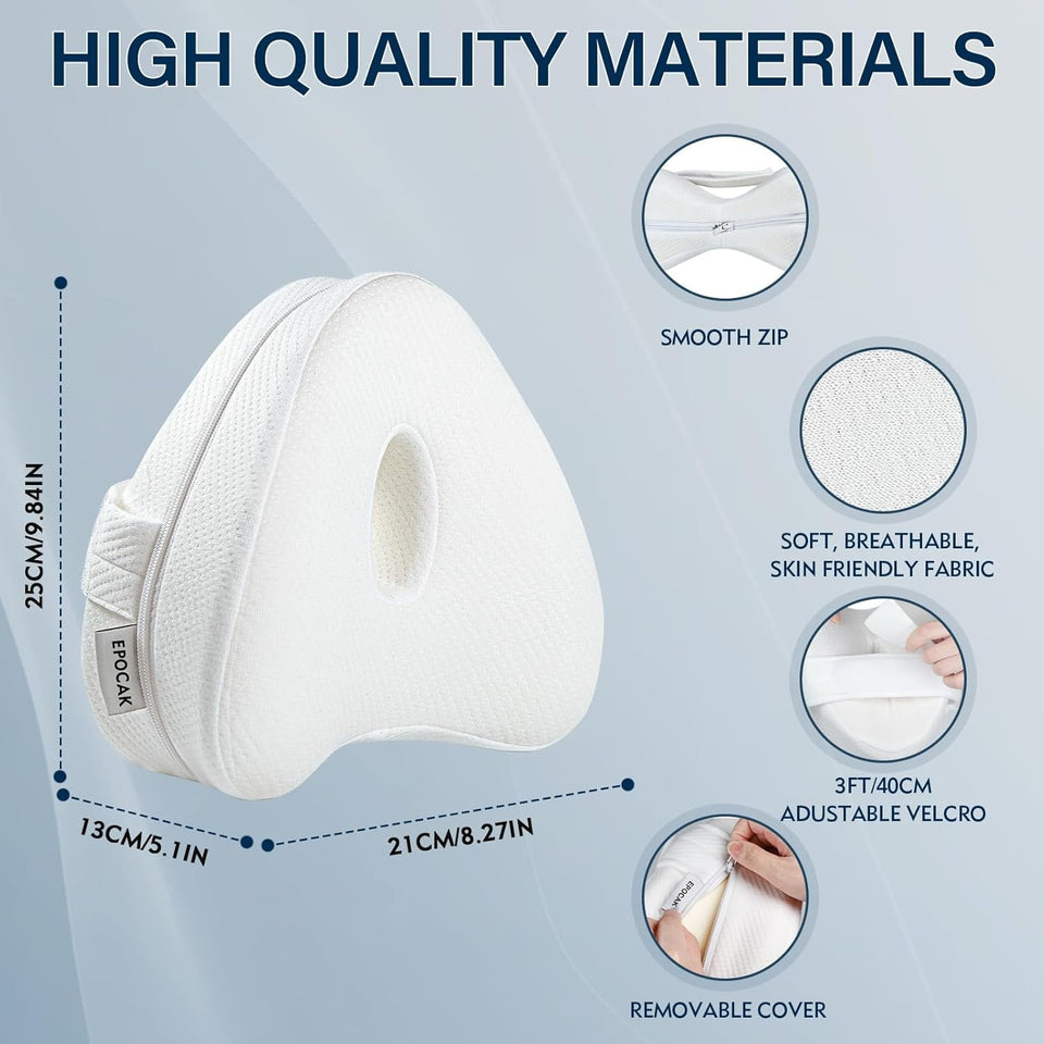 Knee Pillow for Adustable Side Sleepers with 1.3FT/40CM,100% Memory Foam Leg Pillow for Side Sleeping,Hip Pillow for Back,Hip,Knee Pain Relif