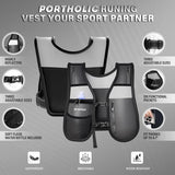 PORTHOLIC Running Vest for Women Men with 500ml/17oz Water Bottle |Adjustable Hydration Vest|Reflective |Lightweight |6 Pockets |Breathablefor Running Accessories for Hiking Running (Gray,Large)