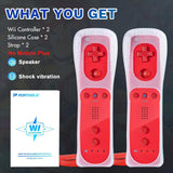 Wii Remote Controller,PORTHOLIC 2 Packs Upgrade Wii Wireless Controller Compatible with Nintendo Wii Wii U Console (Red,2pcs)