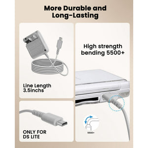 DS Lite Charger Kit Compatible with Nintendo DS Lite 100-240V Wall Plug Adapter with 4 Stylus Pen for Nintendo DS Lite