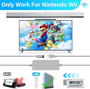 4 in 1 Wii Replacement Cables Set, PORTHOLIC Wii AC Power Adapter + Wii to hdmi Converter+ Wired Motion Sensor Bar and Composite Audio Video Cable for Nintendo Wii