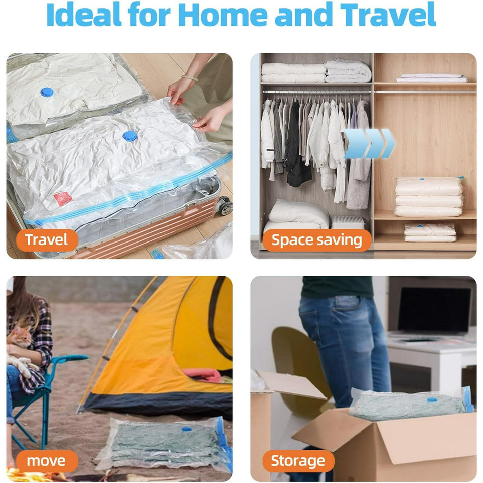 Vacuum Storage Bags, 16 Pack (4 Jumbo, 4 Large,4 Medium,4 Small) Space Saver Seal Bags for clothing travel,luggage,Mattress,Comforters,Blanket,Pillows,Duvets