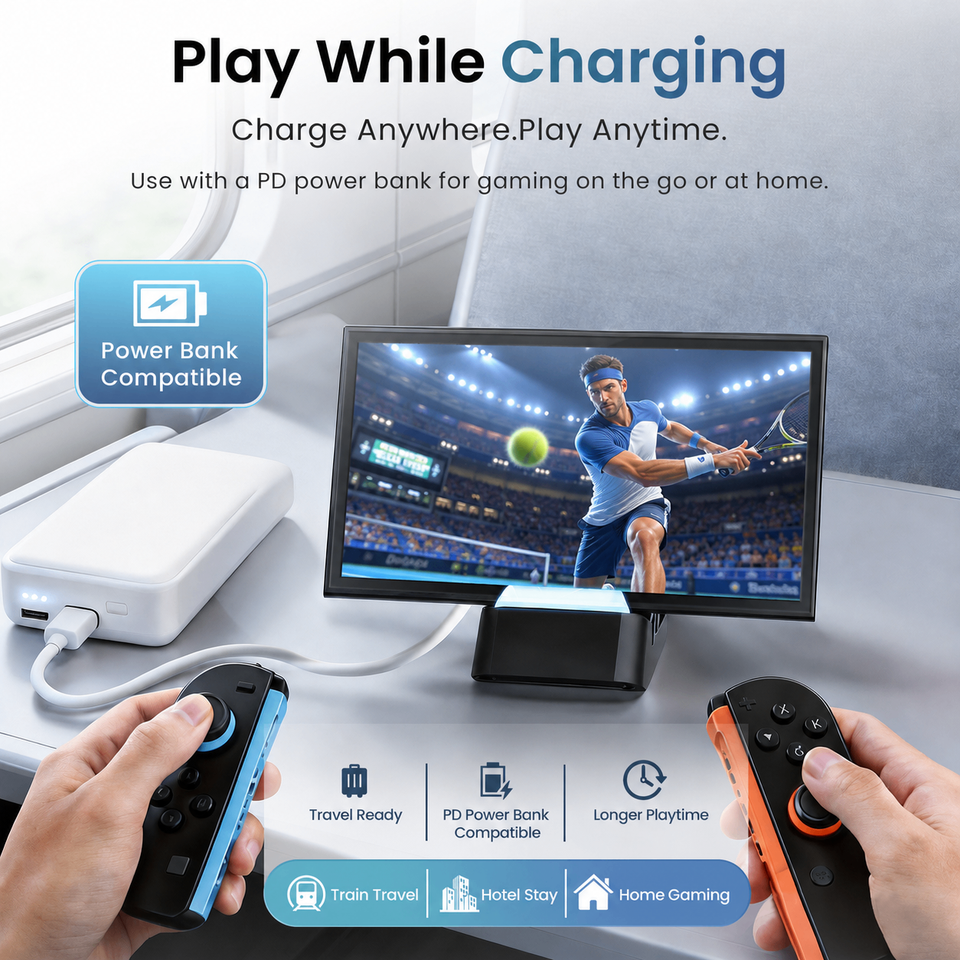 Docking Station for Nintendo Switch 2, Portable TV Dock with 4K@120Hz HDMI Output, 60W PD Charging, USB 3.0 & USB 2.0 Ports