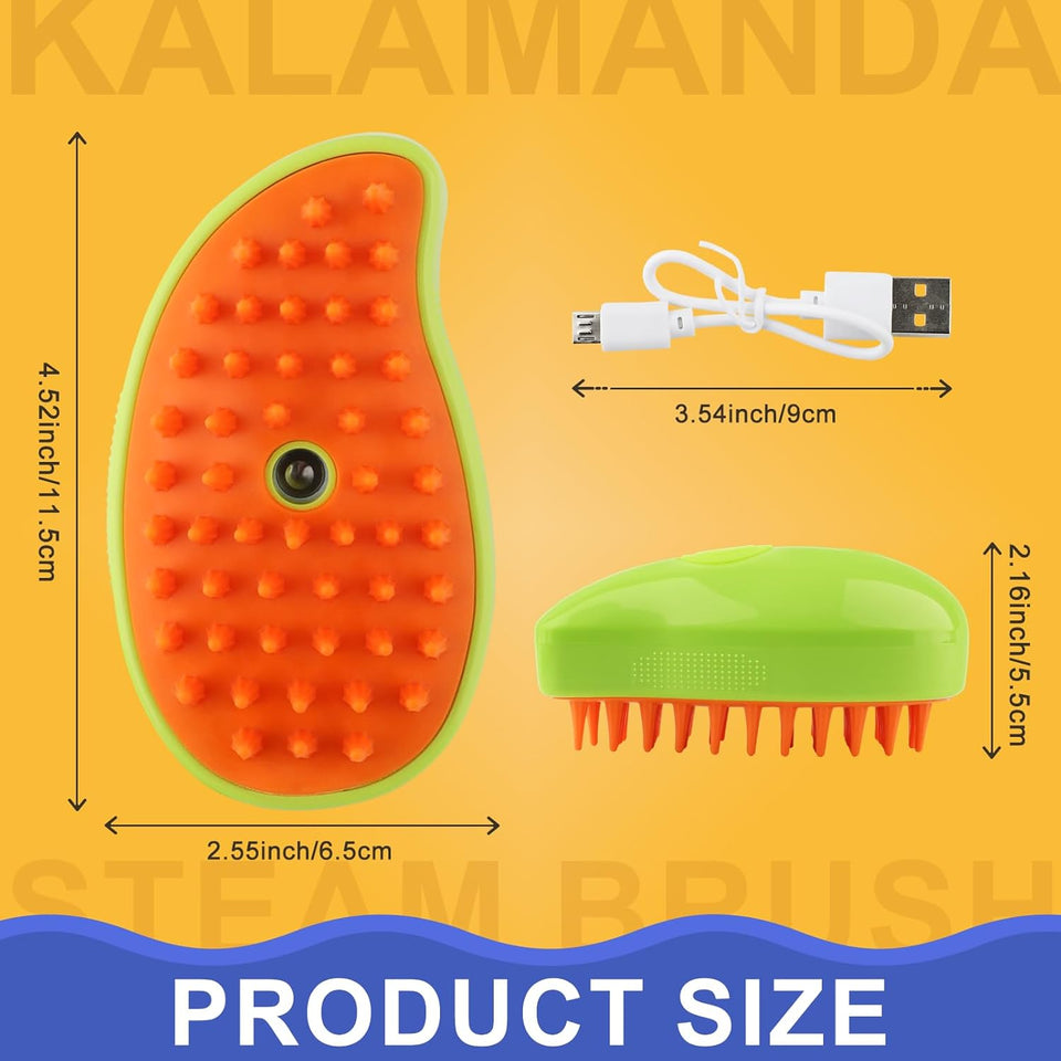 Cat Steam Brush, 3 In 1 Steamy Pet Brush, Silicone Massage Dog Hair Remover Comb, Spray Mist Grooming for Indoor Kittens (Mango Green)