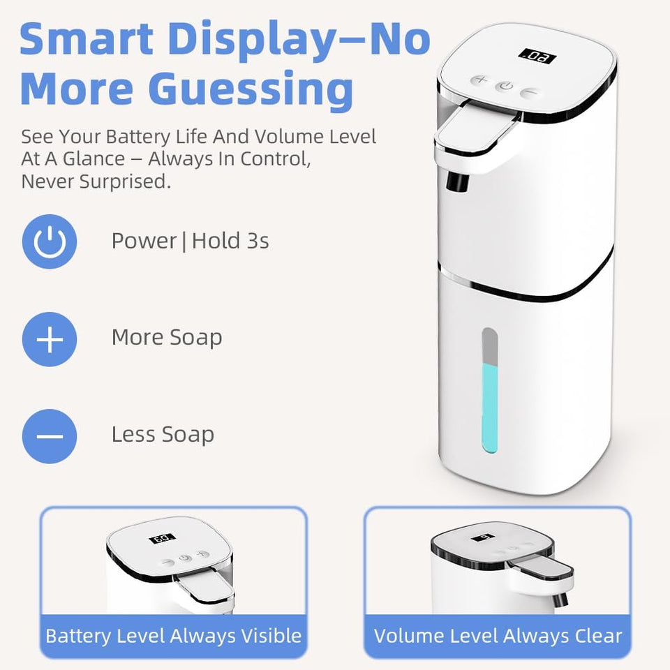 Automatic Liquid Soap Dispenser, 9 Adjustable Levels, 380ml/12.8oz