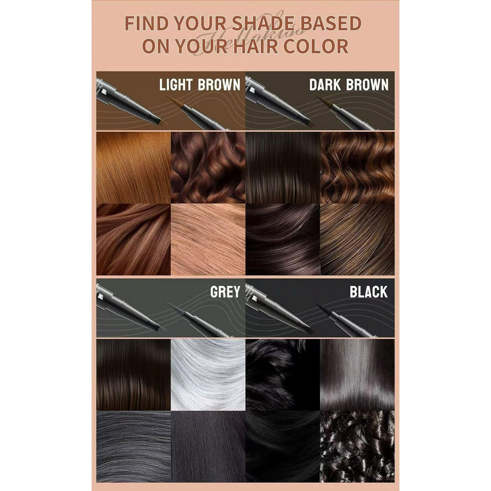 2-in-1 Microblading Eyebrow Pen Last All-Day Eyebrow Pencil Magical Waterproof Eye Brow Pencils with 4-Fork-Tip & Precise Brush-Tip for Natural Hair Like Strokes (Dark Brown)