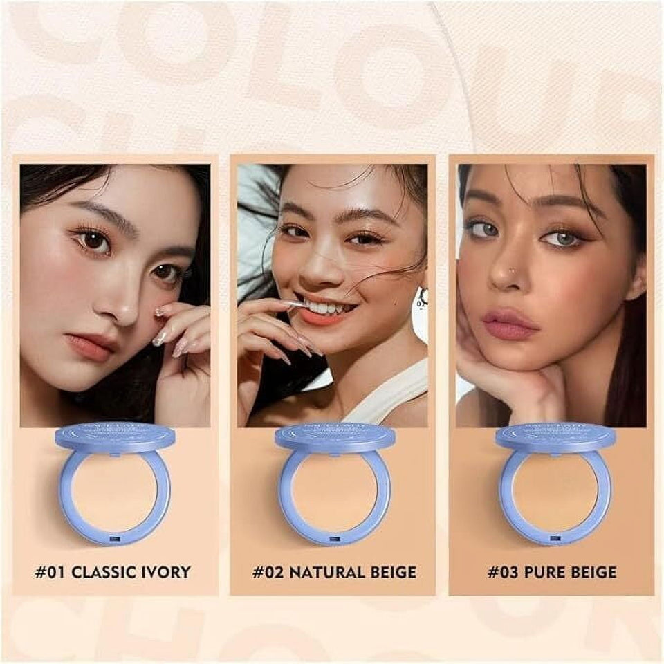 Matte Perfection Pressed Powder, Oil Control Face Pressed Powder, Waterproof Pressed Powder Makeup Compact (02-Natural beige, 10g)