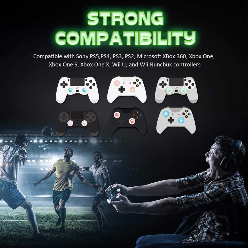 PORTHOLIC 28 Pieces Cat Thumb Grips Caps Replacement  Compatible with Switch 2/1 PS5 PS4 PS3 PS2 Xbox 360 Xbox One Controllers