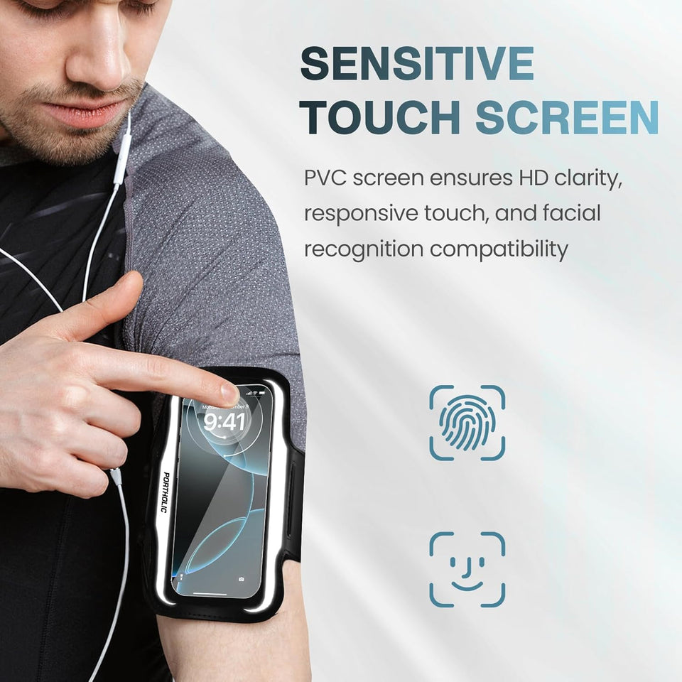 PORTHOLIC 2025 Running Armband Water Resistant Sports Phone Holder Case with Extension Strap,Card Slot Up to 6.9" Phone