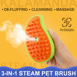Cat Steam Brush, 3 In 1 Steamy Pet Brush, Silicone Massage Dog Hair Remover Comb, Spray Mist Grooming for Indoor Kittens (Mango Green)