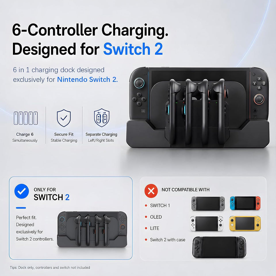 2026 PORTHOLIC Switch 2 Charging Dock for Joycons