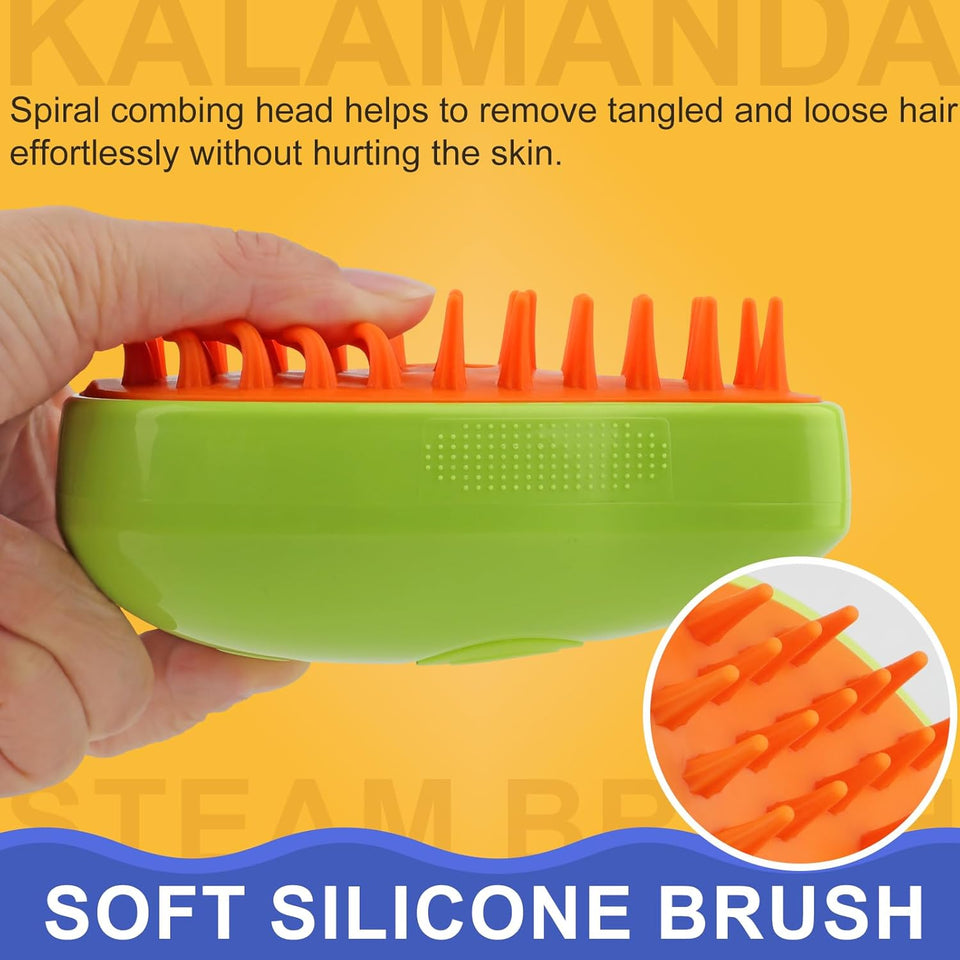 Cat Steam Brush, 3 In 1 Steamy Pet Brush, Silicone Massage Dog Hair Remover Comb, Spray Mist Grooming for Indoor Kittens (Mango Green)
