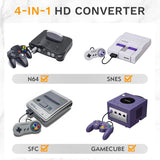 PORTHOLIC N64 to HDMI Converter Adapter for Full HD Device,SNES HDMI Adapter with HDMI Cable Support Conversion Compatible with N64/SNES/NGC/SFC/Gamecube（Plug and Play Black）