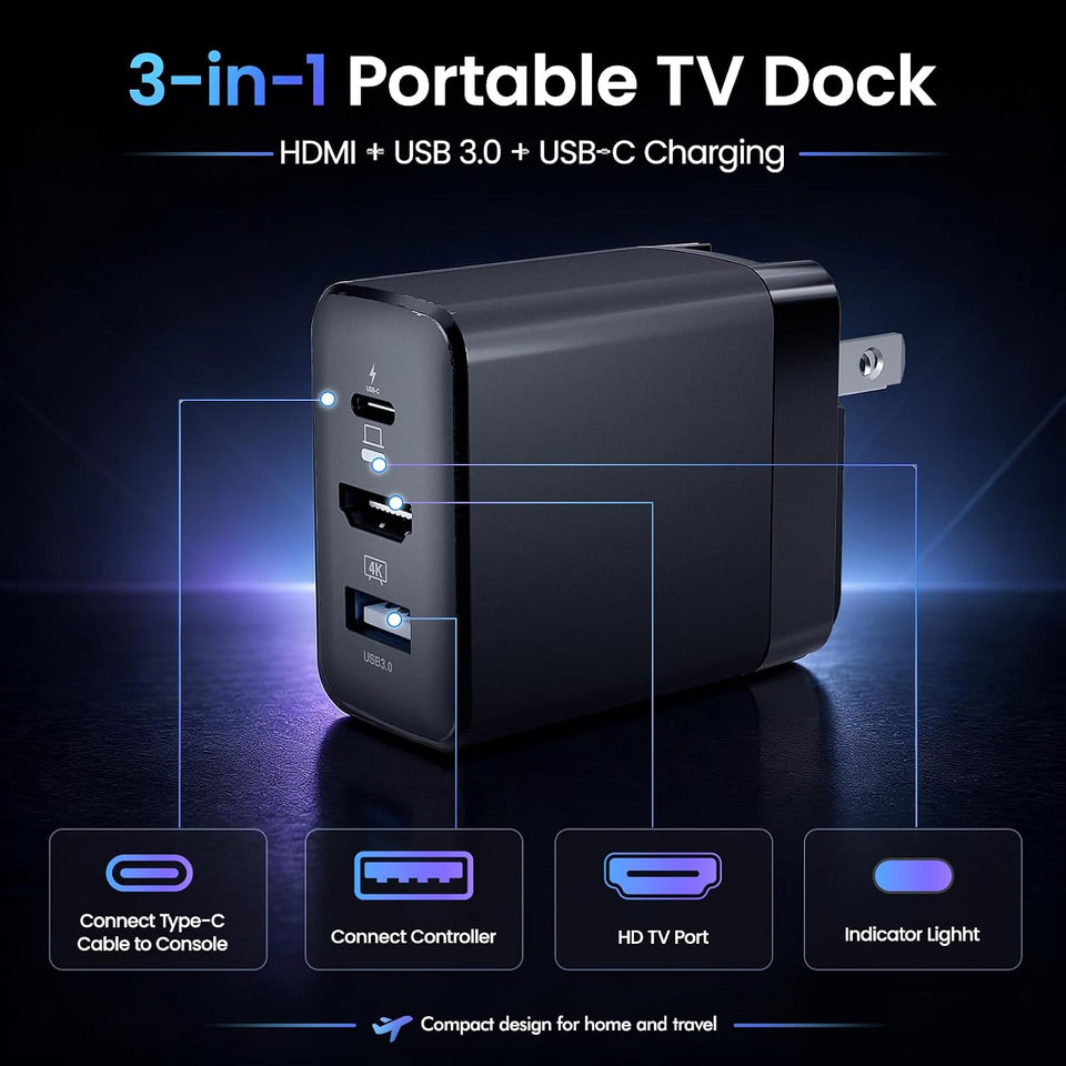 2026 PORTHOLIC Switch 2 Docking Station,4K@120Hz HDMI,60W PD Fast Charging with 1.5m Cable