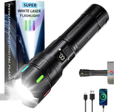 Rechargeable Flashlight 10000 High Lumens, 5 Modes Super Bright LED Flash light with Magnetic Tail,high powered 1000m Long Range linternas