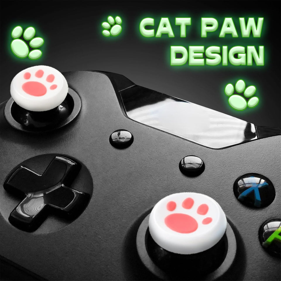 PORTHOLIC 28 Pieces Cat Thumb Grips Caps Replacement  Compatible with Switch 2/1 PS5 PS4 PS3 PS2 Xbox 360 Xbox One Controllers