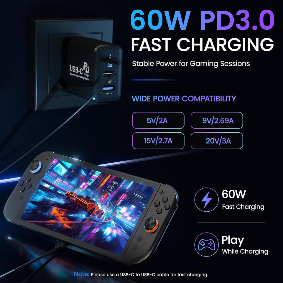 2026 PORTHOLIC Switch 2 Docking Station,4K@120Hz HDMI,60W PD Fast Charging with 1.5m Cable