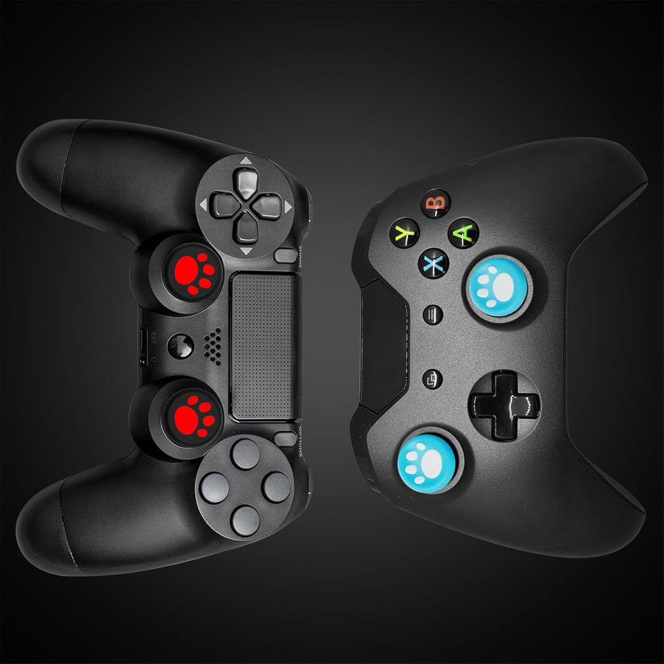 PORTHOLIC 28 Pieces Cat Thumb Grips Caps Replacement  Compatible with Switch 2/1 PS5 PS4 PS3 PS2 Xbox 360 Xbox One Controllers