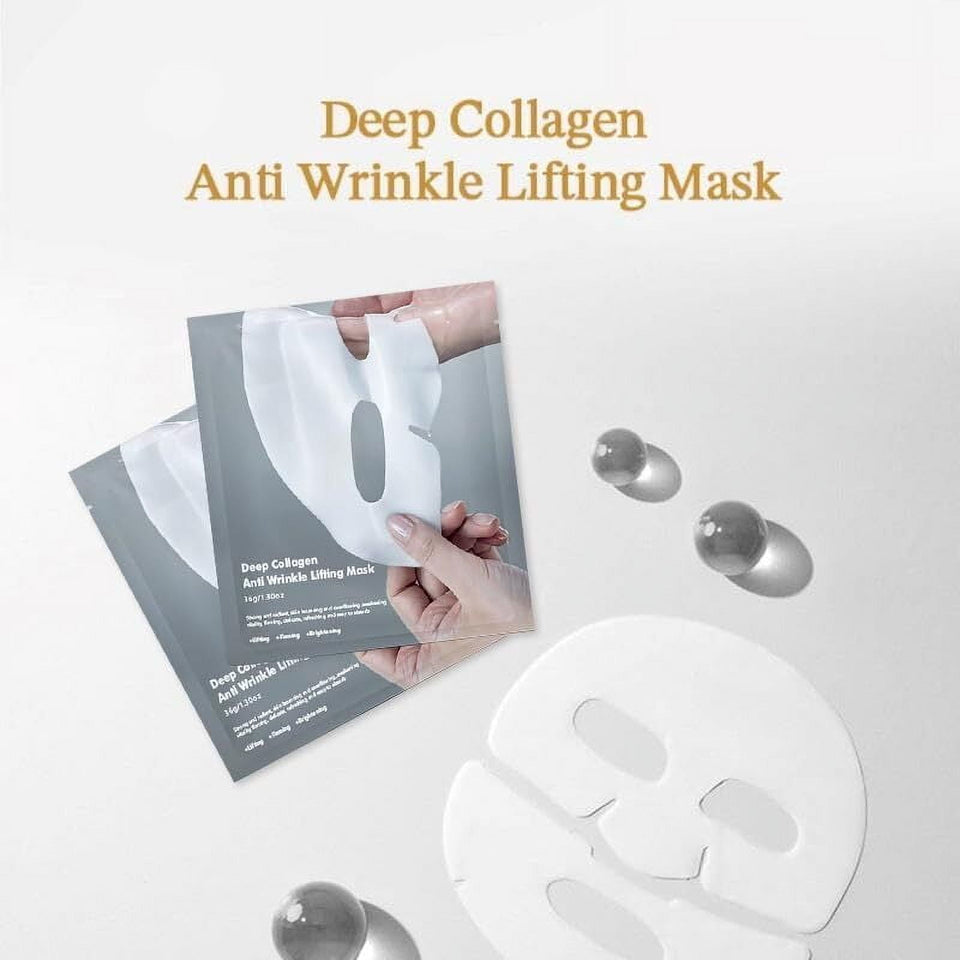 Deep Collagen Overnight Mask 37g/pcs, 4pcs The real collagen Facial sheet masks with low molecular weight collagen for elasticity, firming, and moisturizing（1pack）