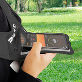 Running Vest with Cellphone Holder, PORTHOLIC Reflective Warnwest with Visible Phone Pouch, Adjustable Waistband and Muti-pockets for Sport, Jogging, Cycling, Walk the dog(BLACK)
