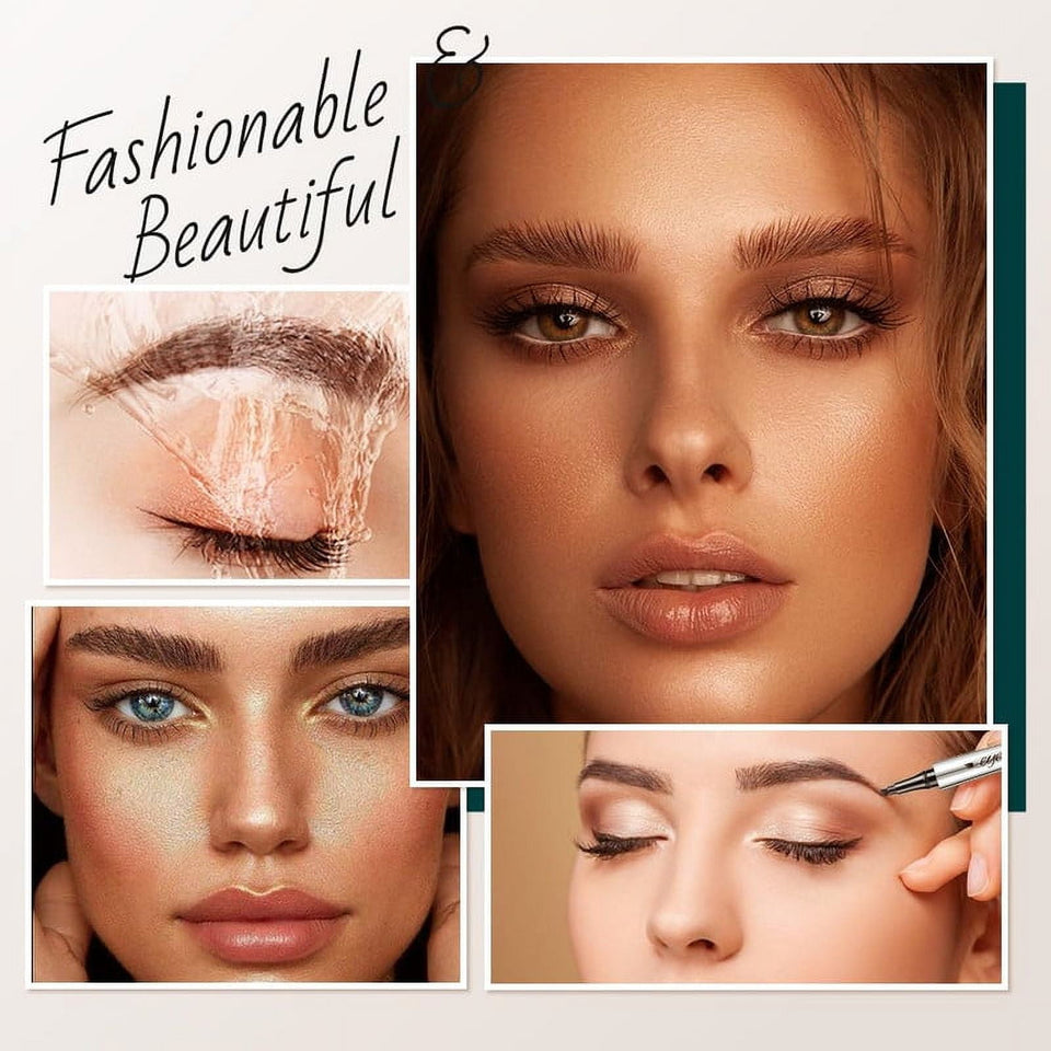 3D Waterproof Microblading Eyebrow Pen, 4 Tip Tattoo Pencil Creates Natural Looking Brows Effortlessly, Waterproof Makeup Fine Stroke Microblading Eyebrow Pencil Creates Natural (red brown)
