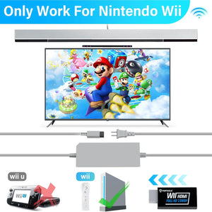 4 in 1 Wii Replacement Cables Set, PORTHOLIC Wii AC Power Adapter + Wii to hdmi Converter+ Wired Motion Sensor Bar and Composite Audio Video Cable for Nintendo Wii