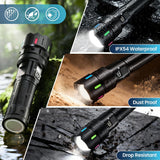 Rechargeable Flashlight 10000 High Lumens, 5 Modes Super Bright LED Flash light with Magnetic Tail,high powered 1000m Long Range linternas
