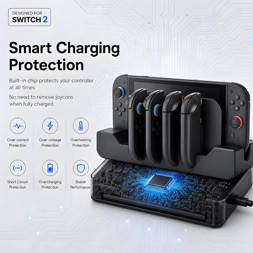 2026 PORTHOLIC Switch 2 Charging Dock for Joycons