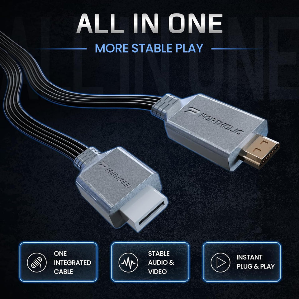 PORTHOLIC Wii to HDMI Adapter Cable 1.5/5Ft