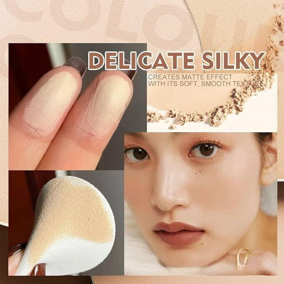 Matte Perfection Pressed Powder, Oil Control Face Pressed Powder, Waterproof Pressed Powder Makeup Compact (02-Natural beige, 10g)