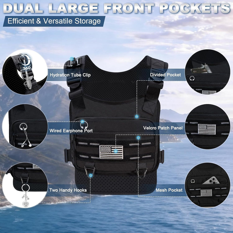 Running Vest for Women Men with 500ml/1.5L Water Bottle, Adjustable Hydration Vest with Water Bladder |Reflective |Lightweight |Muti-Pockets |Breathable for Running Accessories for Hiking
