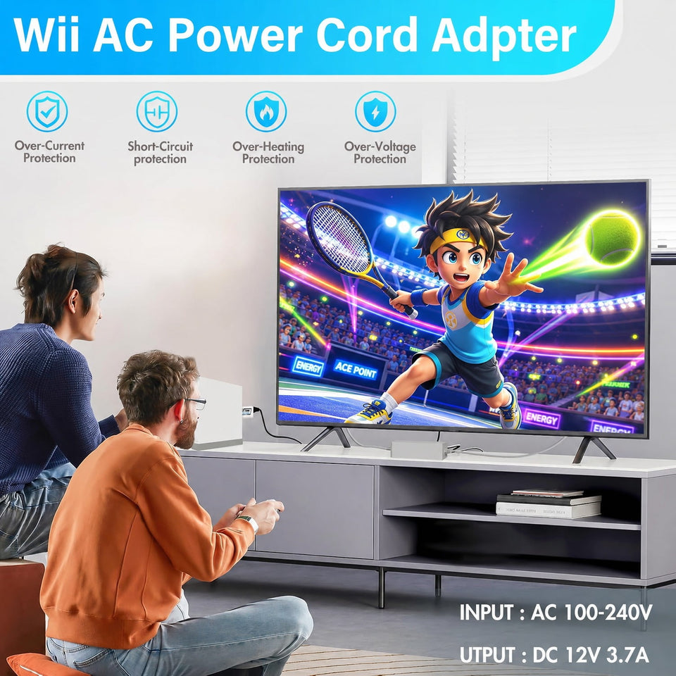 4 in 1 Wii Replacement Cables Set, PORTHOLIC Wii AC Power Adapter + Wii to hdmi Converter+ Wired Motion Sensor Bar and Composite Audio Video Cable for Nintendo Wii