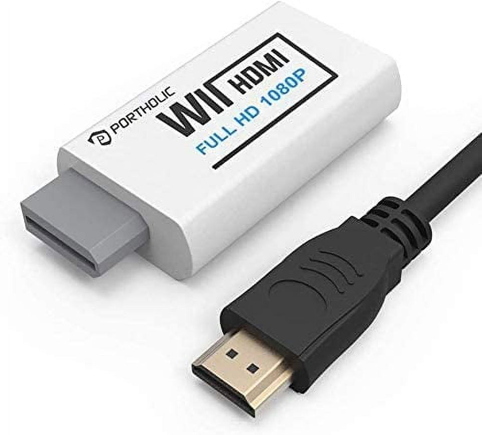 Wii to HDMI Converter , PORTHOLIC 1080P Wii2HMDI Adapter with Cable for Nintendo Wii, Wii U, HDTV, Monitor