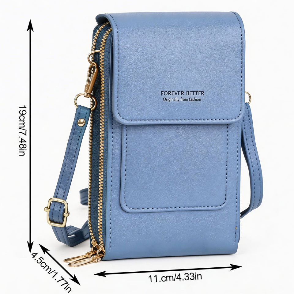 Cell Phone Bag, PU Leather Crossbody Cellphone Purse for Women, Touch Screen Cell Phone Pouch Holder Shoulder Bag RFID Blocking Wallet Handbag with Shoulder Strap