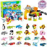 Building Blocks Set Toys - 24pcs Marine animals and dinosaurs Building Blocks Toy for Boys Girls Ages 6-12, Great Holidays and Birthdays Gift