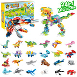 Building Blocks Set Toys - 24pcs Marine animals and dinosaurs Building Blocks Toy for Boys Girls Ages 6-12, Great Holidays and Birthdays Gift