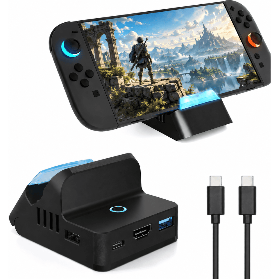 Docking Station for Nintendo Switch 2, Portable TV Dock with 4K@120Hz HDMI Output, 60W PD Charging, USB 3.0 & USB 2.0 Ports