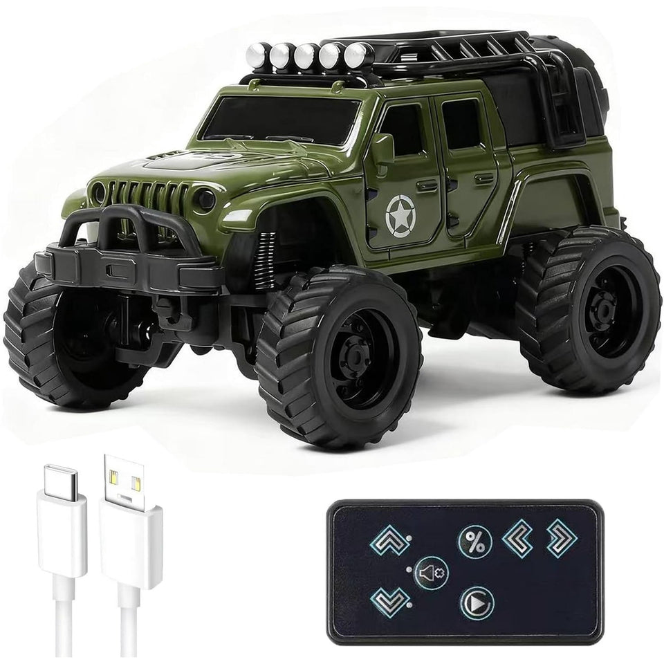 Off-Road Truck with Remote Control, 1:64 Mini Desktop Rc Truck Toy, 2.4GHz All Terrain Off-Road Trucks, LED Lights, Speed/Steering Adjustable, for Kids Christmas Birthday
