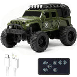 Off-Road Truck with Remote Control, 1:64 Mini Desktop Rc Truck Toy, 2.4GHz All Terrain Off-Road Trucks, LED Lights, Speed/Steering Adjustable, for Kids Christmas Birthday
